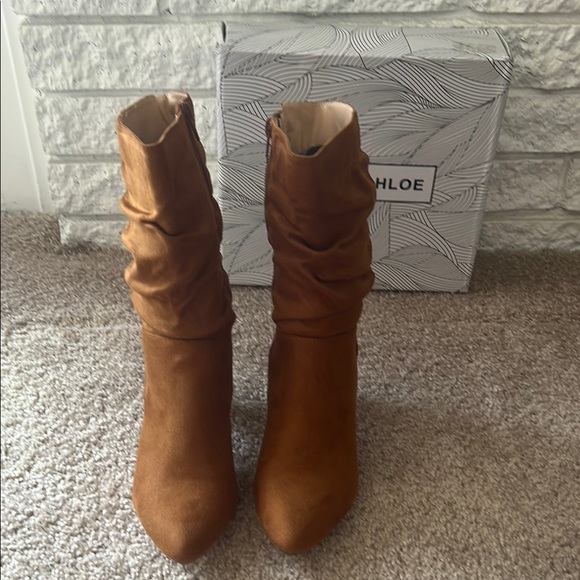 Chase + Chloe Women's Brown Heeled Boots - Picture 2 of 9